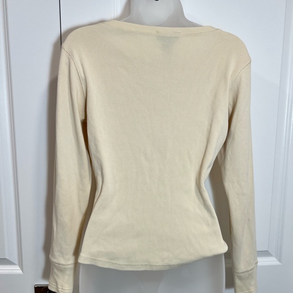 Vintage Polo Sport Women Cream Long Sleeve Ribbed Henley sz M 100% cotton - Picture 6 of 6